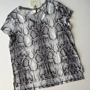 Cynthia Rowley NWT Grey Snake Print Linen Shirt